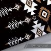 Black Western Aztec Shower Curtain, Vintage Abstract Geometric Cowboy Shower Curtains Set