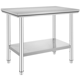 Stainless Steel Workbench 24x36x32 Inch Commercial Food Prep Workbench Heavy Duty Prep Workbench Metal Workbench with Adjustable Feet Suitable for Res