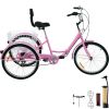 Tricycle Adult 24'' Wheels Adult Tricycle 7-Speed 3 Wheel Bikes For Adults Three Wheel Bike For Adults Adult Trike Adult Folding Tricycle Foldable Adu