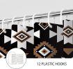 Black Western Aztec Shower Curtain, Vintage Abstract Geometric Cowboy Shower Curtains Set