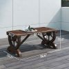 2-Person Wooden Garden Bench, Outdoor Wagon Wheel Porch Bench for Backyard Garden, Support 550 LBS, Rustic Country Style Patio Furniture, Brown