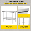 Stainless Steel Workbench 24x36x32 Inch Commercial Food Prep Workbench Heavy Duty Prep Workbench Metal Workbench with Adjustable Feet Suitable for Res